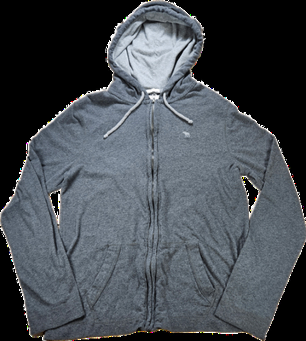 Abercrombie & Fitch Men's Gray S Muscle Full Zip Hoodie Cotton Blend Athletic